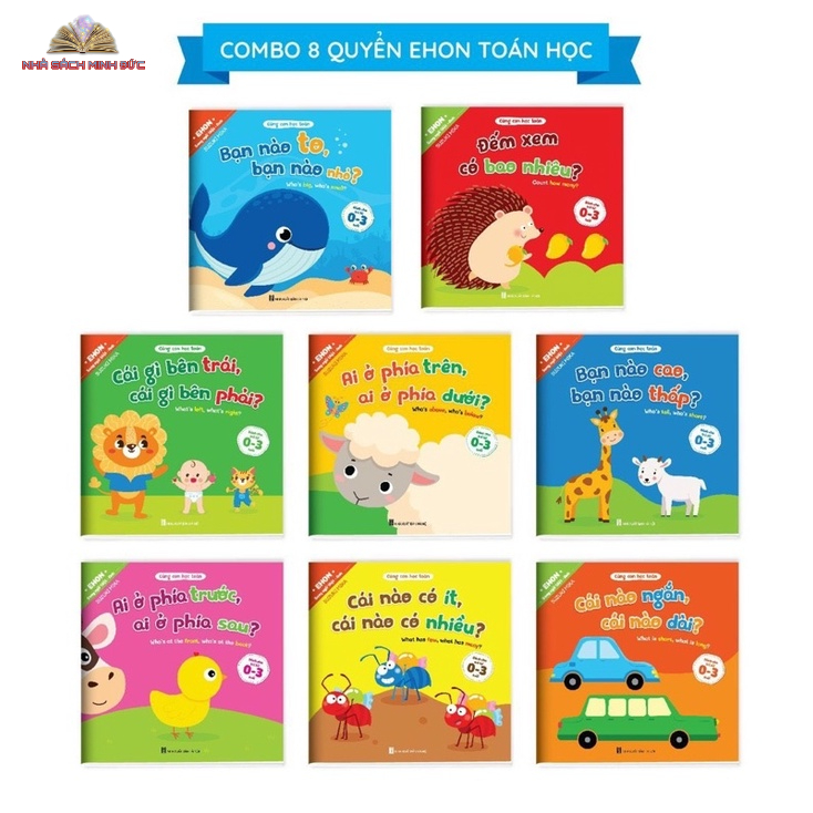 Sách- Combo 8q Ehon toán học đầu đời cho bé từ 0-3 tuổi Cùng con học toán