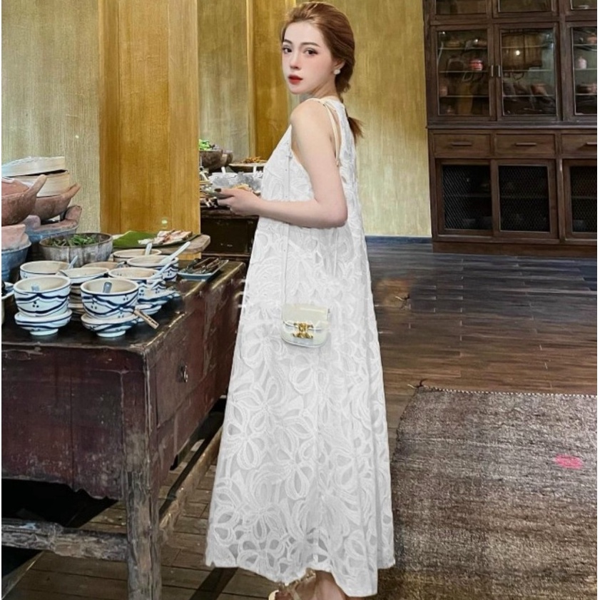 Váy Bầu Đầm Bầu 2 Dây Dáng Maxi Chất Ren Thiết Kế Xinh Xắn Đi Chơi ,Đi Làm A096 Lin Store66