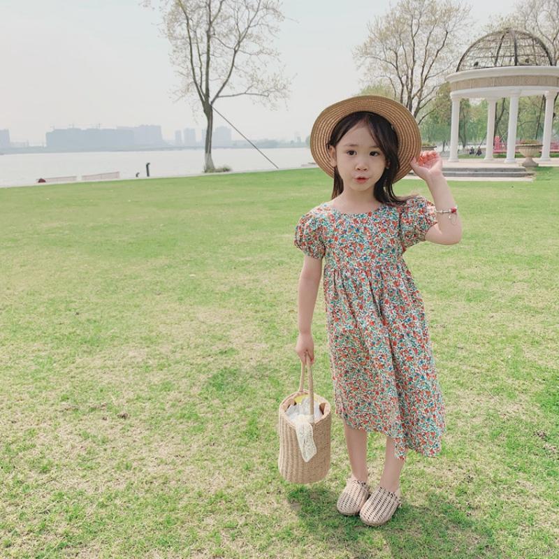 Đầm In Hoa Hở Lưng Cho Bé Gái