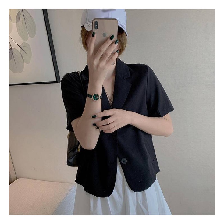 Áo ngắn tay áo cổ chữ V ve áo rời thời trang mùa hè giản dị cho nữ | BigBuy360 - bigbuy360.vn