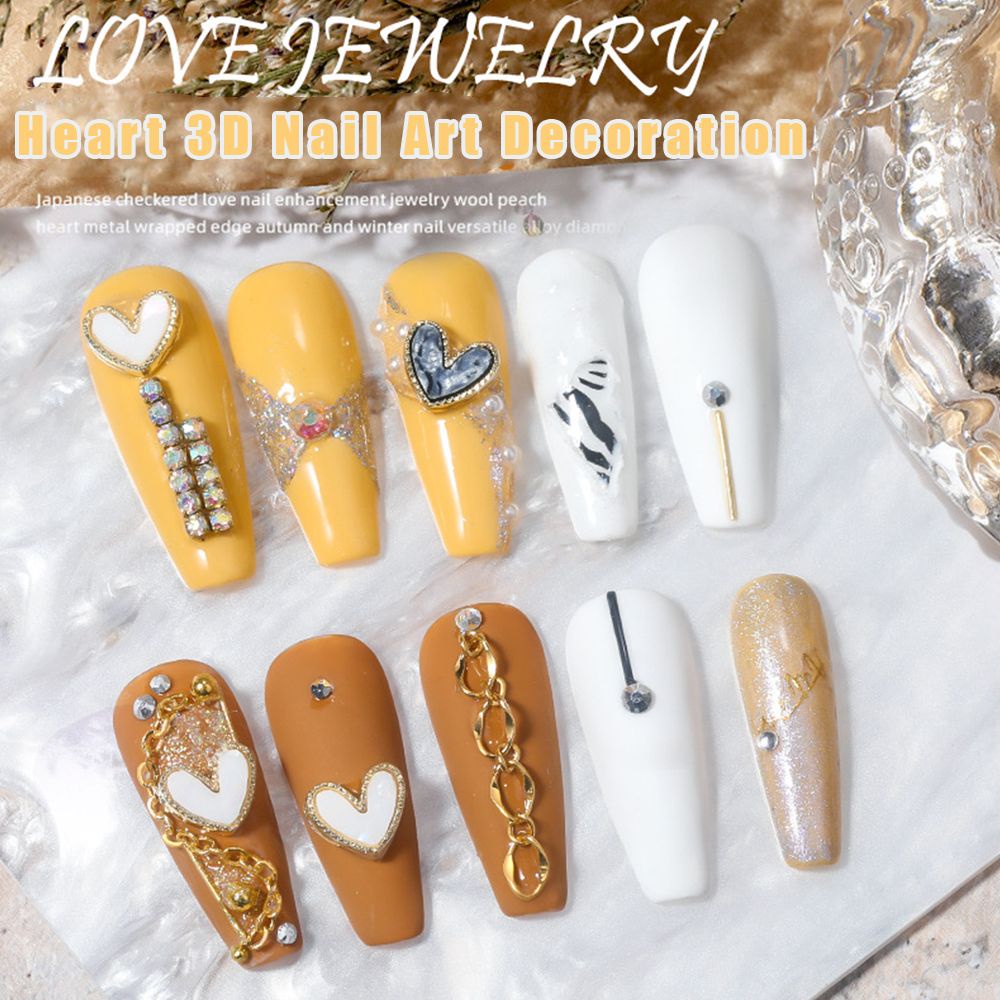 10 Cái Vỏ 3D Tương Lai|Hình Dán Trang Trí Móng Tay Hình Trái Tim|Phụ Kiện Trang Trí Móng Tay Họa Tiết Đá Cẩm Thạch Màu Gradient Bằng Hợp Kim
