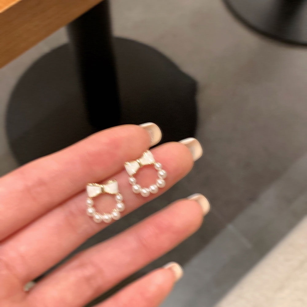 1 Cặp Bông Tai Bạc 925 Hình Nơ Đính Ngọc Trai Mini Dễ Thương Thời Trang Mùa Hè Bông Tai Hình Nơ Đính Ngọc Trai Cao Cấp Thời Trang Hàn Quốc 2022