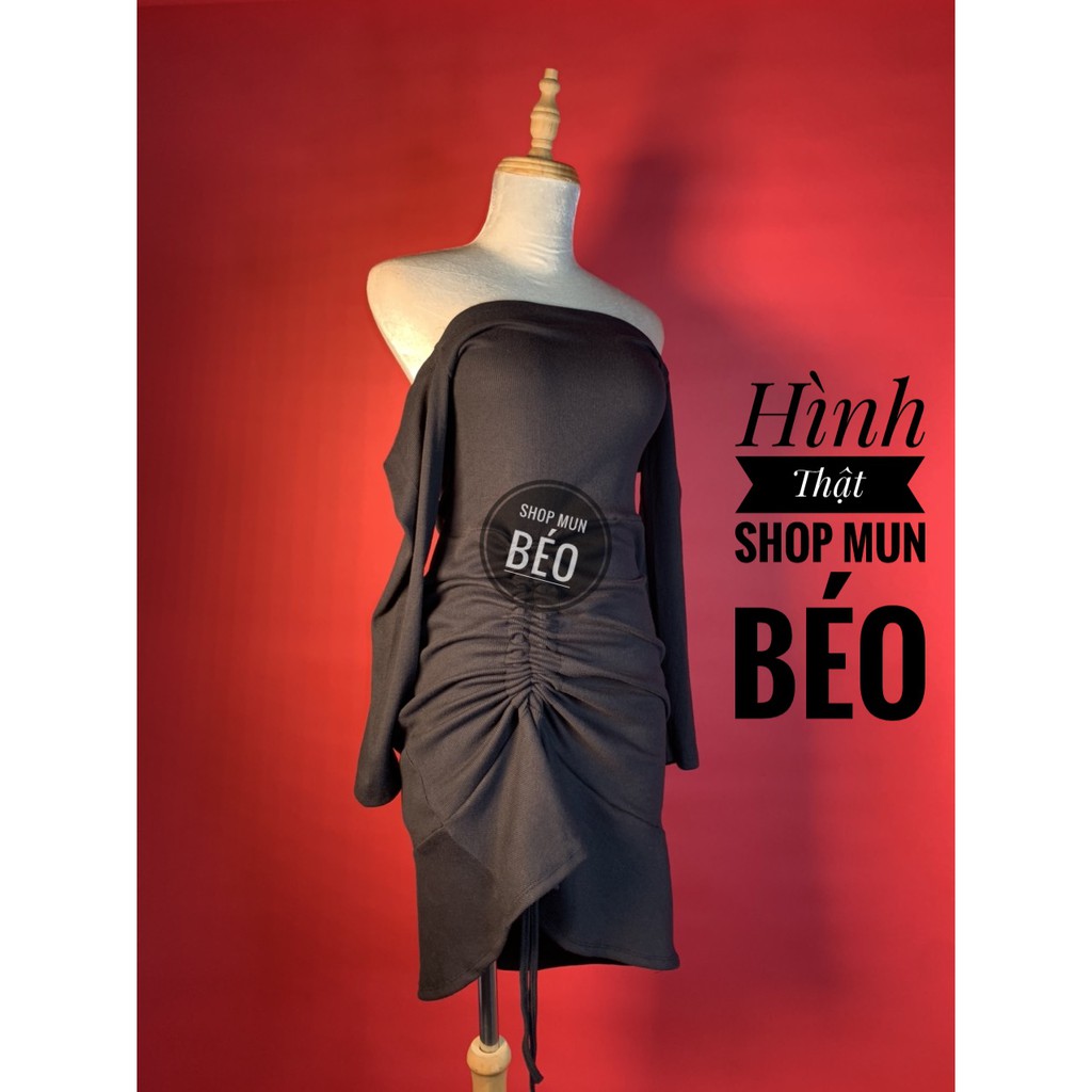 Đầm Body Trễ Vai Tay Dài Rút Eo Đuôi Cá Thun Gân Thích Hợp Mặc Đi Làm Đi Chơi Phù Hợp Với Mọi Phong Cách