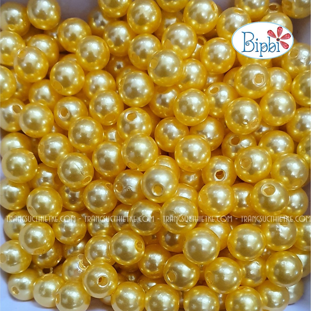 Hạt ngọc trai giả 8mm màu vàng tươi