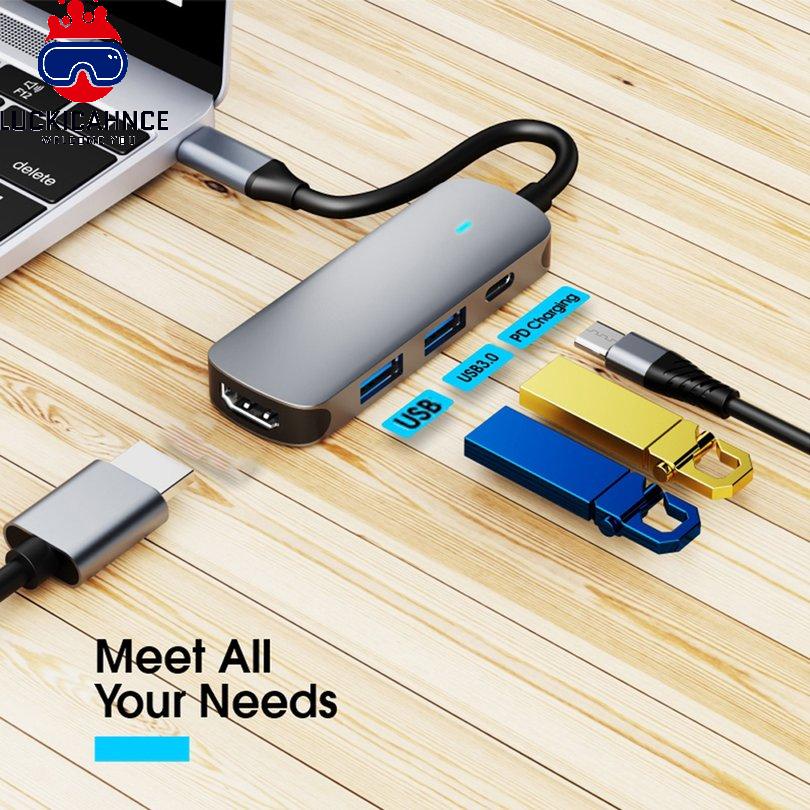 Bộ chia cổng sạc và truyền dữ liệu Baseus 5 trong 1 uSB C HUB Type C sang nhiều cổng uSB 3.0 Type C cho Macbook ProAir Huawei Xiaomi Samsung Notebook