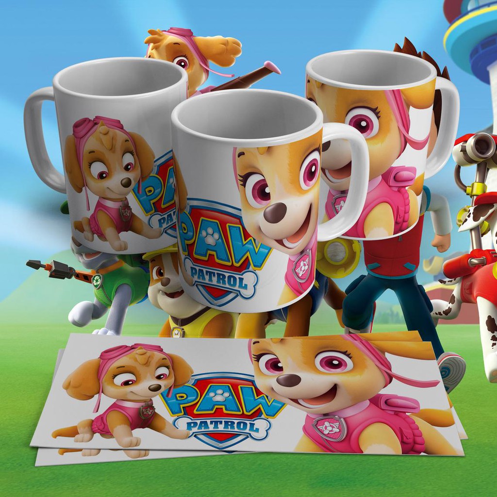 Cốc sứ cao cấp có quai cầm in hình đội chó cứu hộ Paw Patrol Mini ngộ nghĩnh- Cốc hoạt hình
