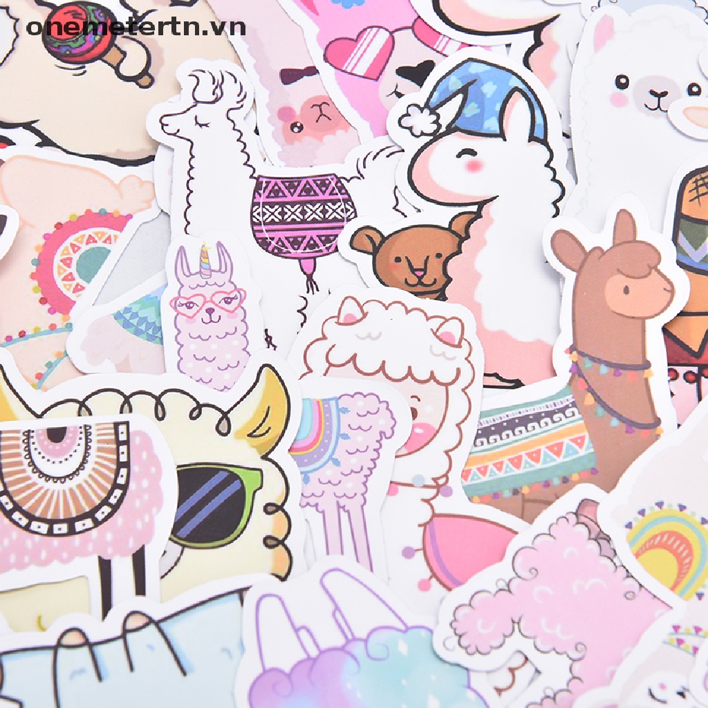 Onemetertn Set 50 Sticker Hình Lạc Đà Alpaca Dán Laptop Hành Lý Ván Trượt VN