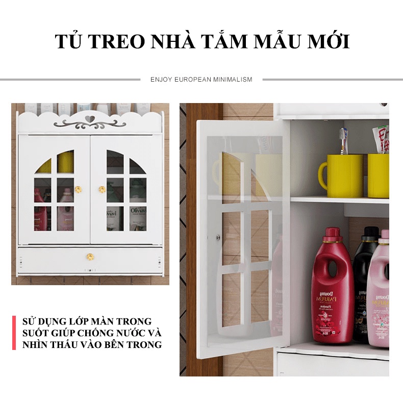 Tủ treo nhà tắm 3 tầng HD00005 kéo cửa