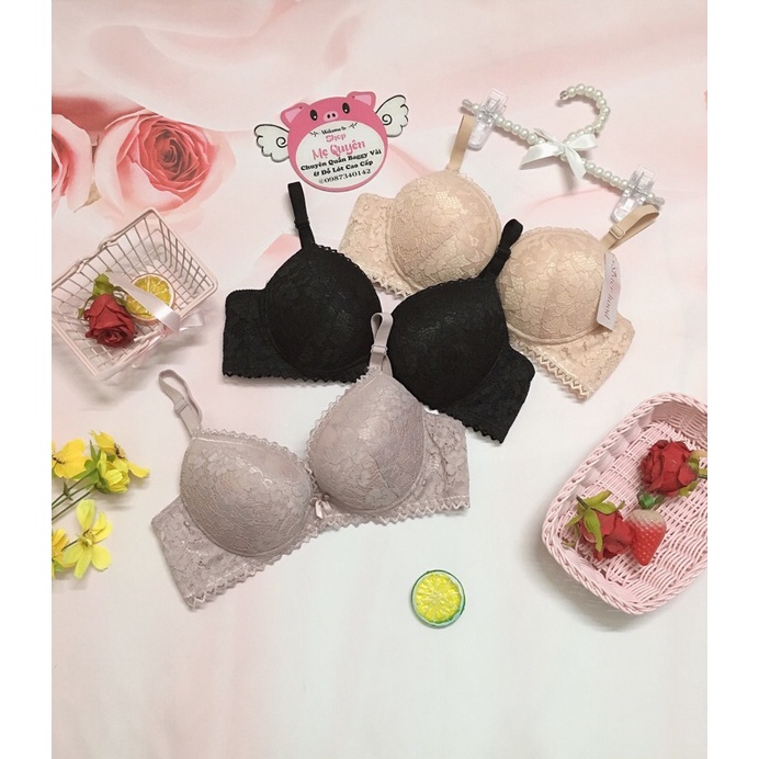 Áo lót ren Thái Lan mút xốp nâng 5cm không gọng- lót lưới chống xệ và giữ form tốt