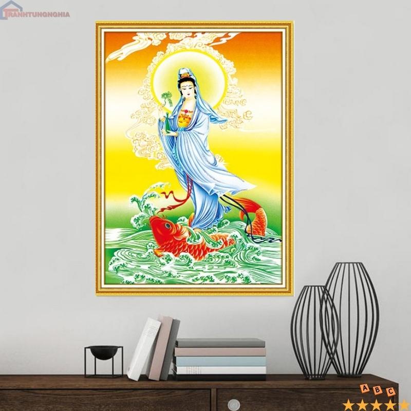 Tranh đính đá, tranh thêu chữ thập quan thế âm bồ tát