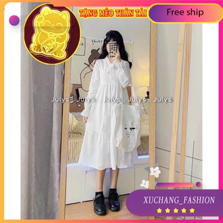 Váy Vintage Trắng Dáng Xuông Siêu Xinh - Váy trắng dài - Váy Tầng - Váy Trắng Nữ Vintage