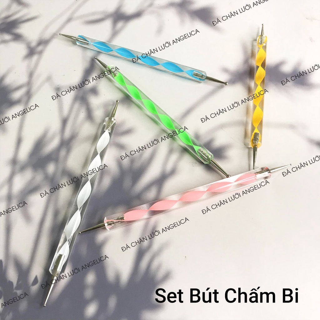 Set 5 Bút Cọ Chấm Bi Nail 2 Đầu Inox Trang Trí Móng ANGELICA SBCB