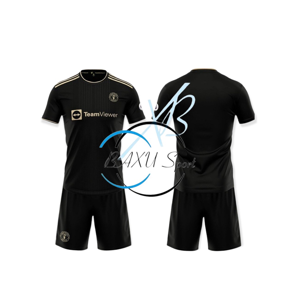 Bộ quần áo đá banh clb MU màu đen mùa 2024 mẫu mới