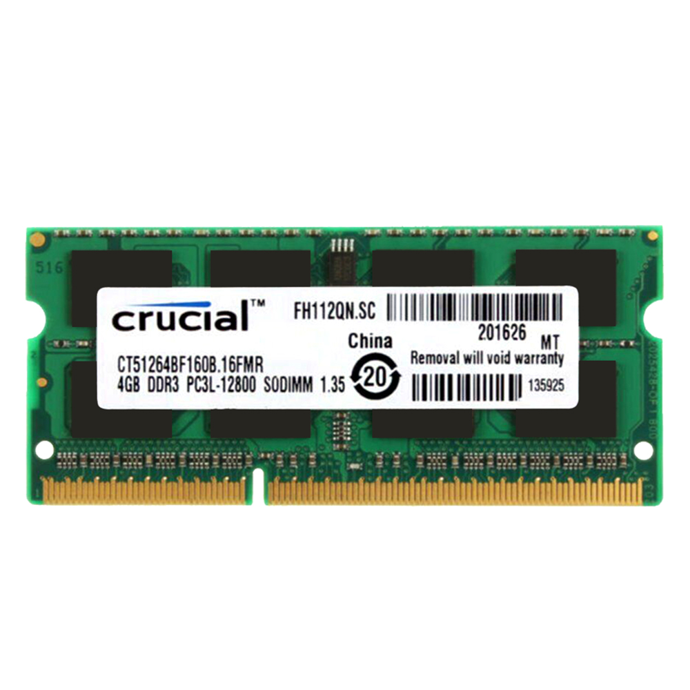 COD 100% New Crucial 4GB 2RX8 PC3L-12800S DDR3 1600Mhz 204Pin 1.35V RAM SODIMM Laptop Memory BD34