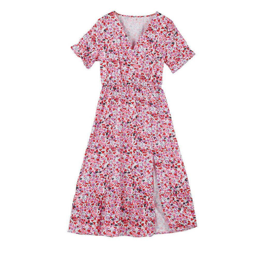 Đầm Hoa Tay Ngắn Cổ Chữ V Thời Trang Cho Nữ