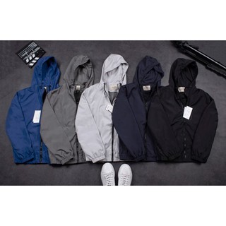 Áo khoác gió cao cấp P.B đi mưa , nắng . Jacket gió trơn có mũ nam nữ unisex hàng VNXK