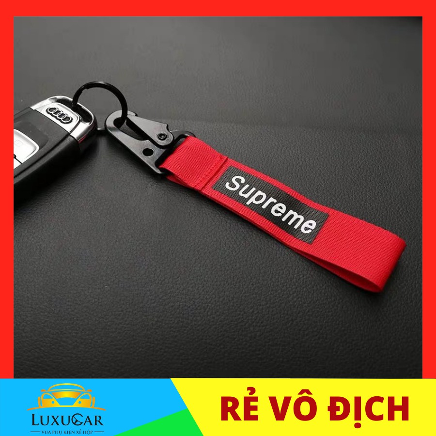 Móc chìa khóa vải phong cách thời trang SUP-REME cao cấp cá tính phù hợp móc xe hơi, xe máy,oto