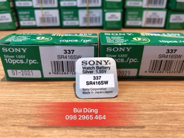 Viên Pin Đồng Hồ Sony 337 SR416SW - pin sony 416 - pin 337 chính hãng vỉ 1 viên