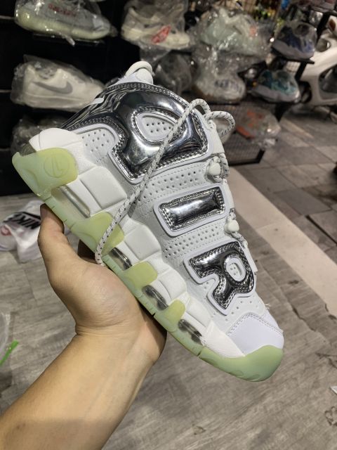 < VIDEO + ẢNH THẬT > GIÀY SNEAKER UPTEMPO TRẮNG BẠC THẤP CỔ