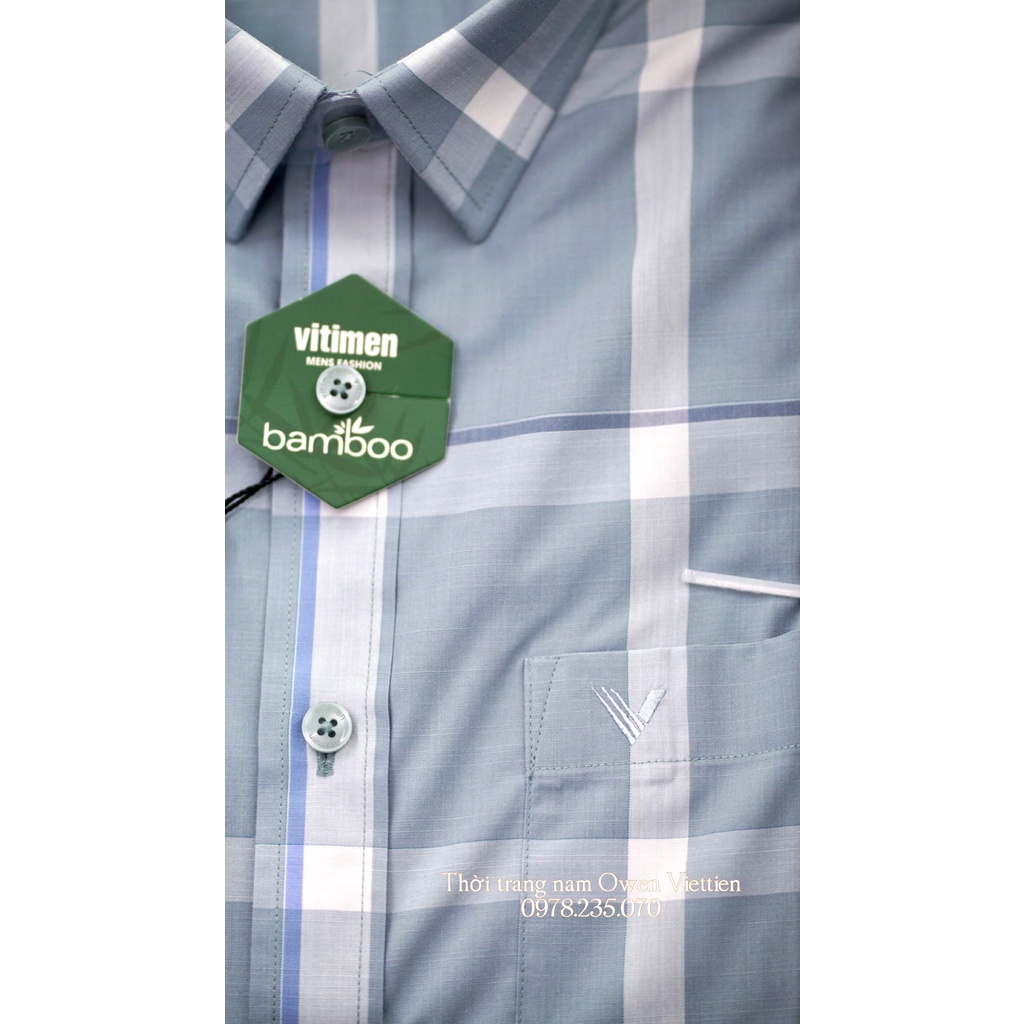 VITIMEN - Áo sơ mi ngắn tay Slimfit công sở chất sợi tre mới