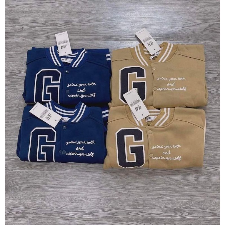 Áo Khoác BOMBER Chữ G Cổ Viền Cho Bé