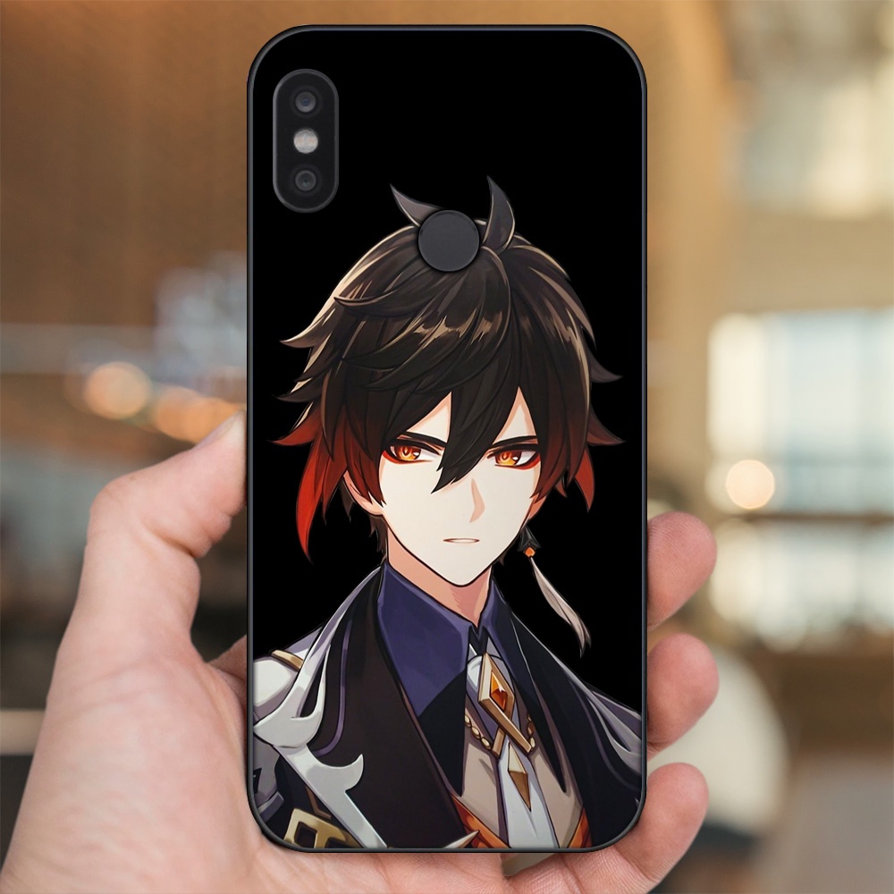 Ốp lưng Xiaomi Redmi Note 5, Note 5 Pro viền đen in hình Zhongli Genshin Impact