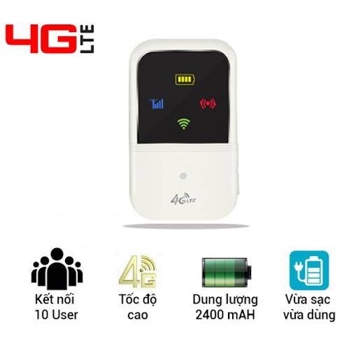 Bộ phát wifi từ sim 3G/4G A800 có có pin sạc 2400mah tốc độ chuẩn LTE 4G