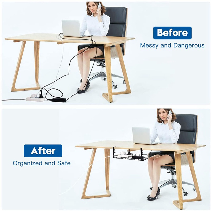 Khay Đựng Sắp Xếp Dây Cáp Dưới Bàn Tiện Dụng