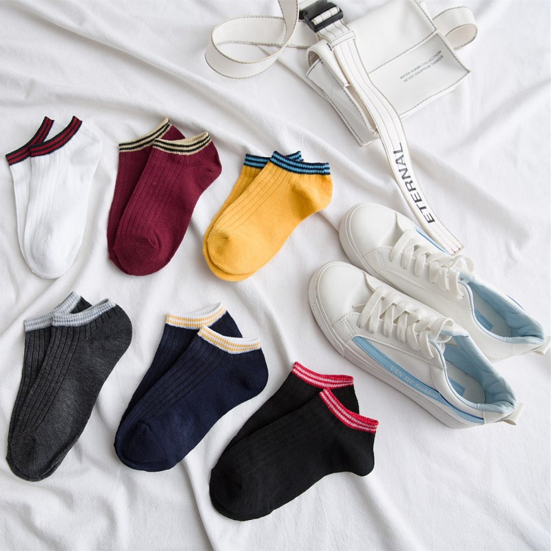 TIAN TIAN T048 Vớ tất nữ cổ ngắn Hàng cao cấp Đôi vớ Cotton ngắn thoáng khí thấm hút mồ hôi cho nam và nữ