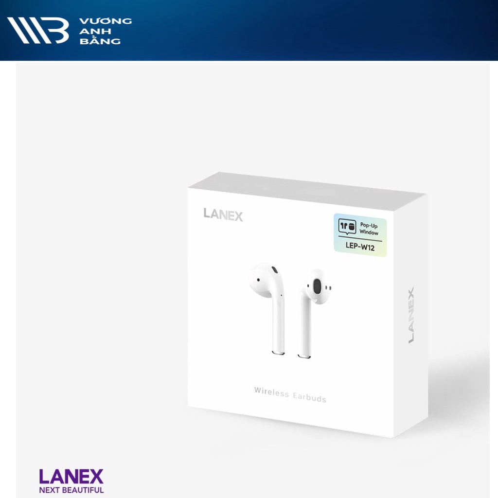 Tai nghe Bluetooth Lanex LEP-W12 cảm ứng chuẩn TWS Bảo Hành 12 tháng- Hàng Chính Hãng