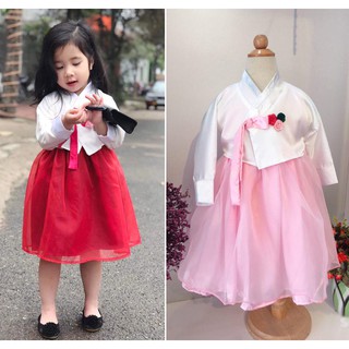 Váy Hanbok lua cao câp cho bé gái từ 8kg đến 22kg