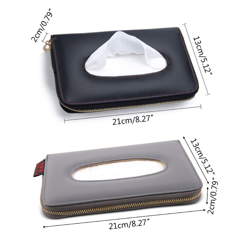 Hộp Đựng Khăn Giấy Bằng Da Gắn Kính Chống Nắng Xe Hơi Tiện Dụng