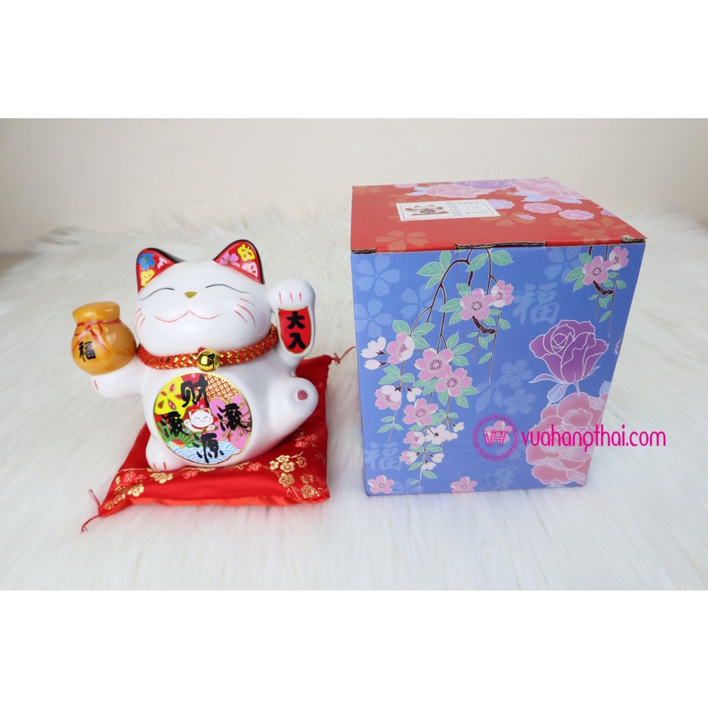 Mèo thần tài may mắn có ống heo (12x14x14cm)