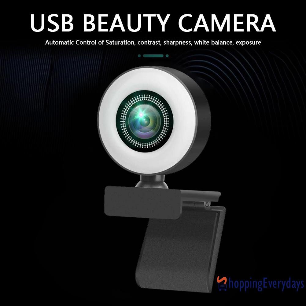【sv】 1080P HD USB Webcam Web Camera with Ring Light Microphone for PC Live Video | WebRaoVat - webraovat.net.vn