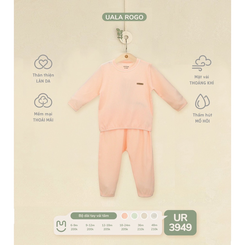 Bộ dài tay bé trai bé gái Ualarogo 6 tháng - 4 tuổi cotton tăm thấm hút giữ ấm cổ tròn 3949