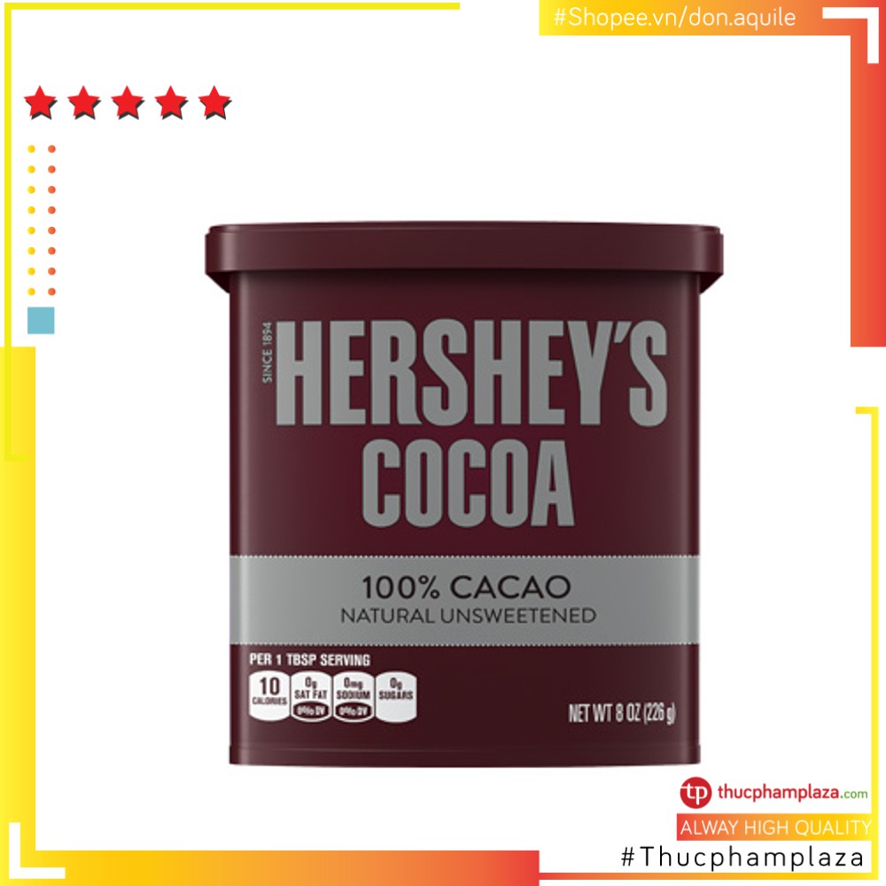 Bột Sôcôla Hershey’s nguyên chất 100 phần trăm Cacao không đường