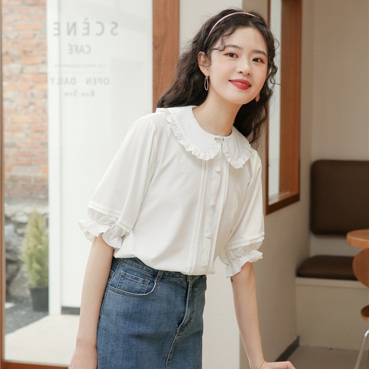 Áo sơ mi nữ trắng Chunxuu cổ bèo phong cách nhẹ nhàng tiểu thư - XU10 trắng
