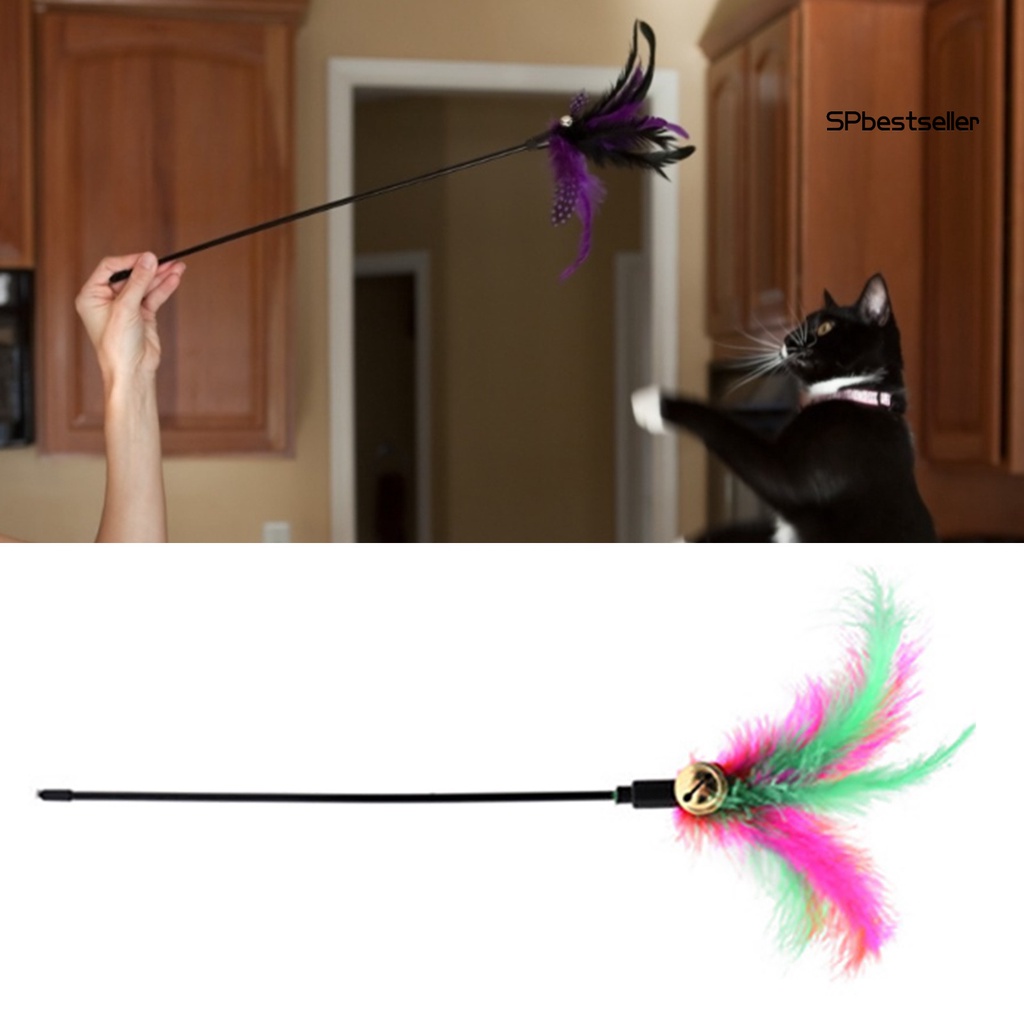 Gậy đồ chơi gắn lông vũ bằng nhựa vui nhộn dành cho mèo cưng