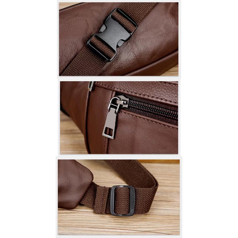 Túi Đeo Hông / Chéo Ngực Bằng Da Bò Chống Thấm Nước / Mòn Đa Năng Thời Trang Cho Nam