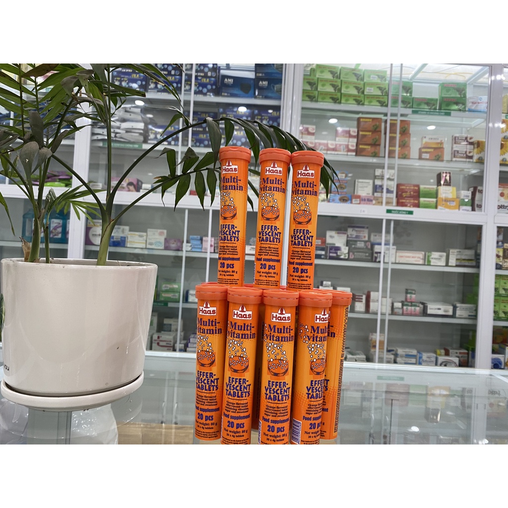 Viên sủi Multi Vitamin Effer Vescent Tablets Haas hương cam tuýp 20 viên giúp tăng cường sức đề kháng, giảm mệt mỏi