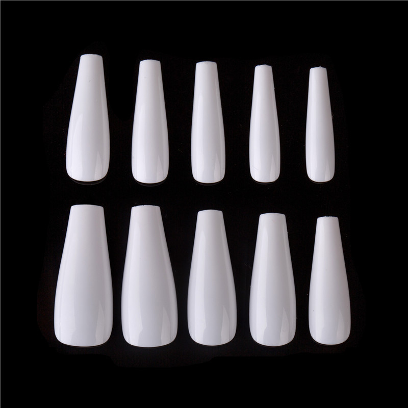 Bộ 500 Móng Tay Giả Acrylic 10 Kích Cỡ Khác Nhau Màu Trắng Trong Suốt Dạng Nhấn Làm Móng Giả