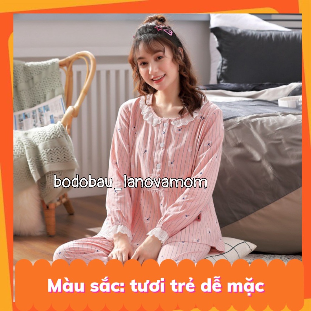 Bộ đồ bầu và sau sinh CỔ BÈO IN HOA CÚC chất cotton thoải mái siêu yêu BD920