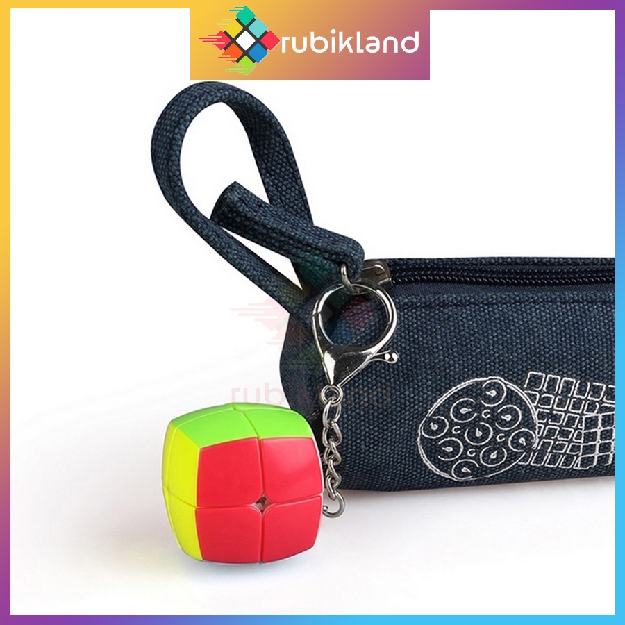 Móc Khóa Rubik 2x2 Stickerless QiYi Cube Rubic 2 Tầng Đồ Chơi Trí Tuệ Trẻ Em