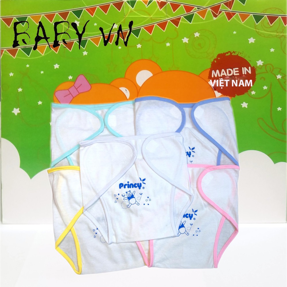 Tã vải, tã dán sơ sinh 5 chiếc trắng viền màu BABY VN, chất vải cotton 100% cao cấp mềm, mịn, thoáng mát - BABY VN