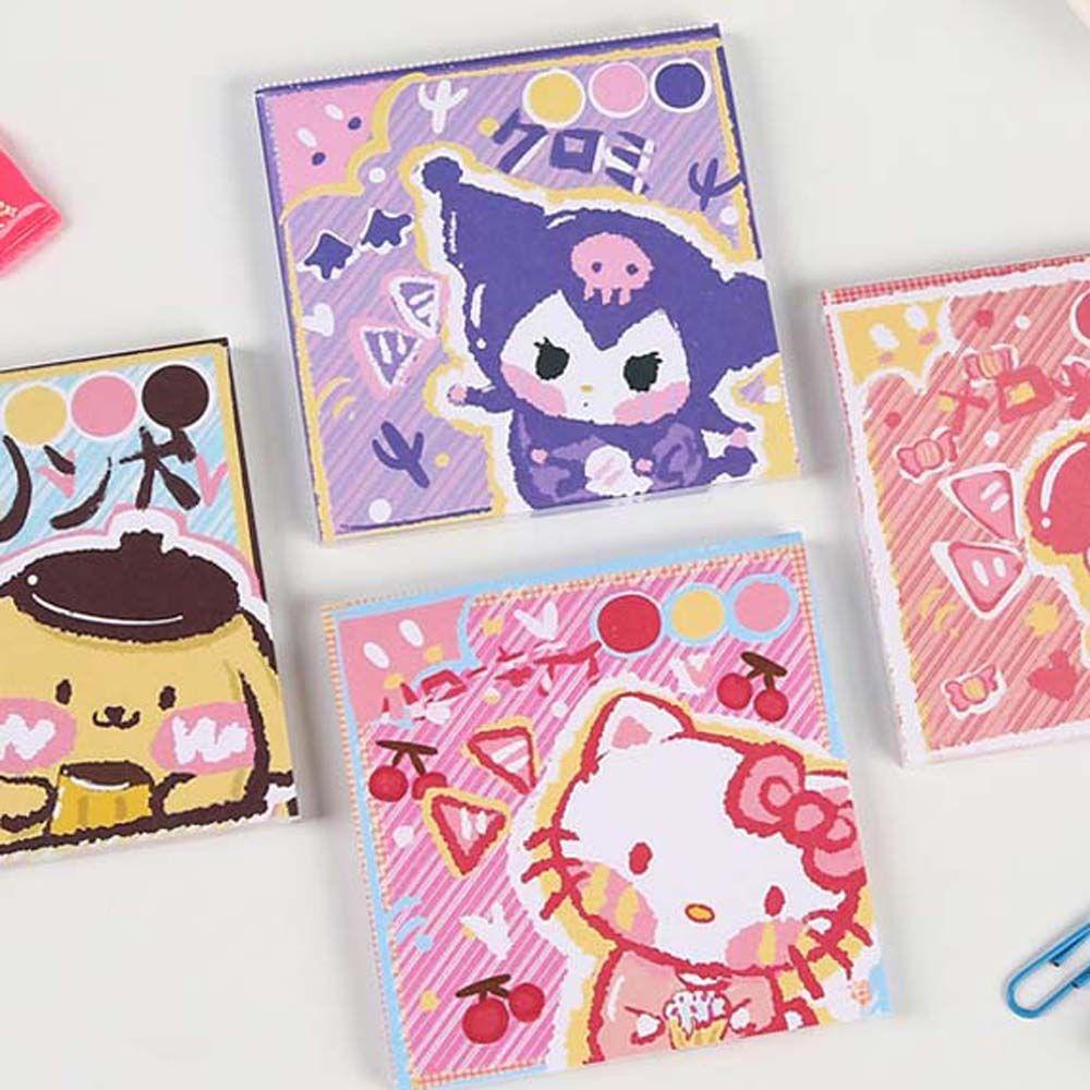 Giấy Ghi Chú Họa Tiết Mèo Kuromi Kitty Hoạt Hình Trang Trí Sổ Tay