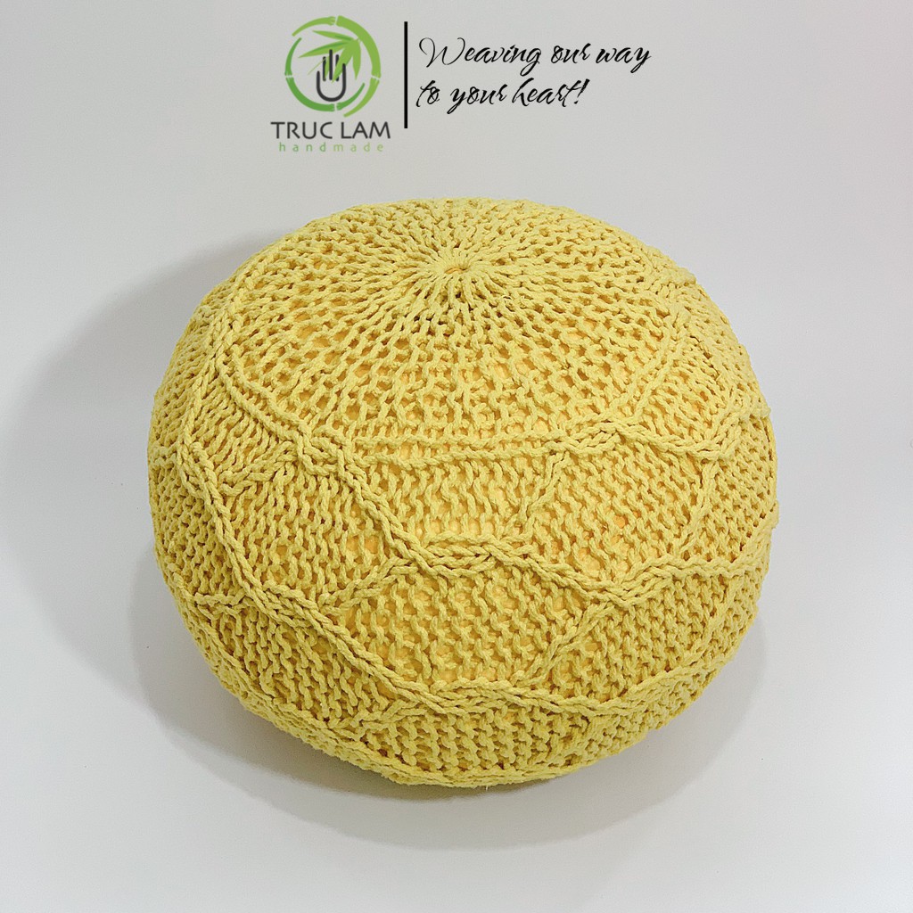 Đệm Lười Nhồi Hạt Xốp Vỏ Đan Len Móc Thủ Công (E) – Trúc Lâm Handmade