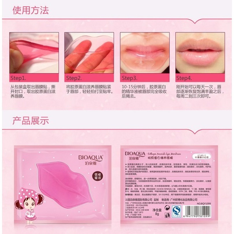 (hàng Mới Về) Set 6 Mặt Nạ Môi Bioaqua Dưỡng Ẩm Màu Hồng / Đen Phong Cách Hàn Quốc | BigBuy360 - bigbuy360.vn