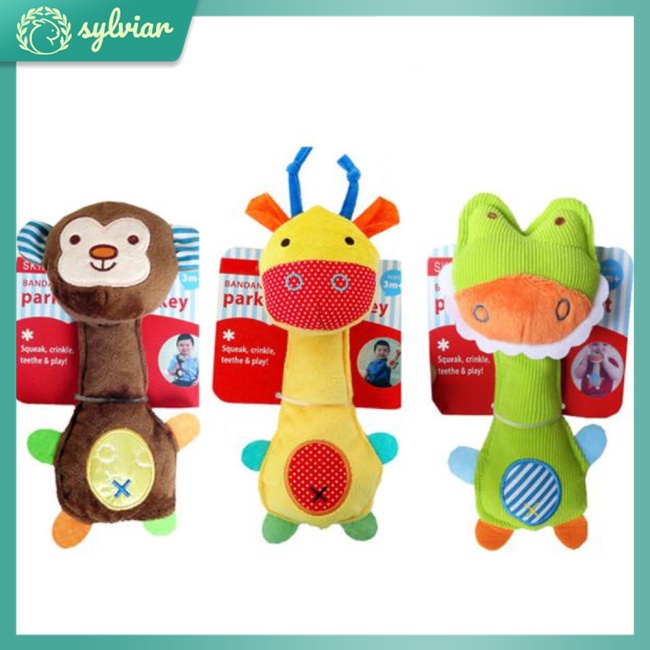 Đồ Chơi Lục Lạc Hình Động Vật Hoạt Hình Nhồi Bông Mềm Mại Cho Bé