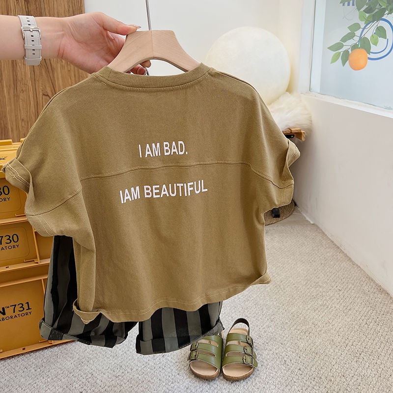 Set Áo Thun Ngắn Tay + Quần Short Phong Cách Hàn Quốc Mẫu Mới Thời Trang Mùa Hè Cho Bé Trai 2022