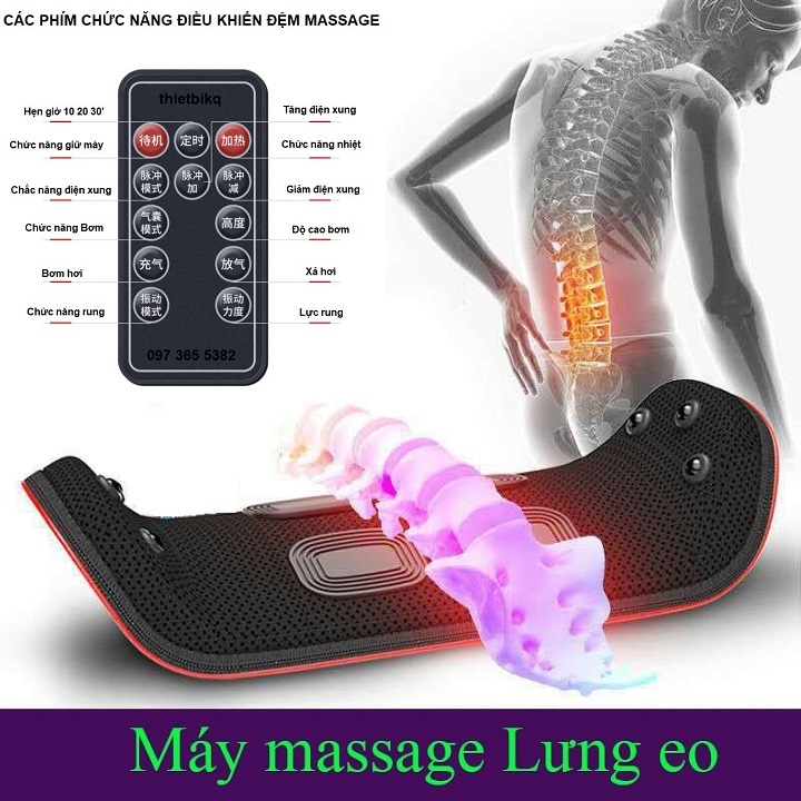 Máy massage lưng cột sống có điều khiển, sưởi ấm hồng ngoại